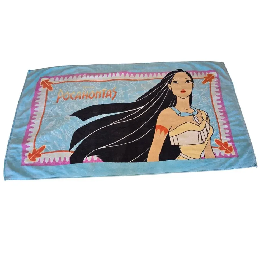 Vintage 90s Pocahontas Beach Towel Disney Princess Movie Classic 100% Cotton